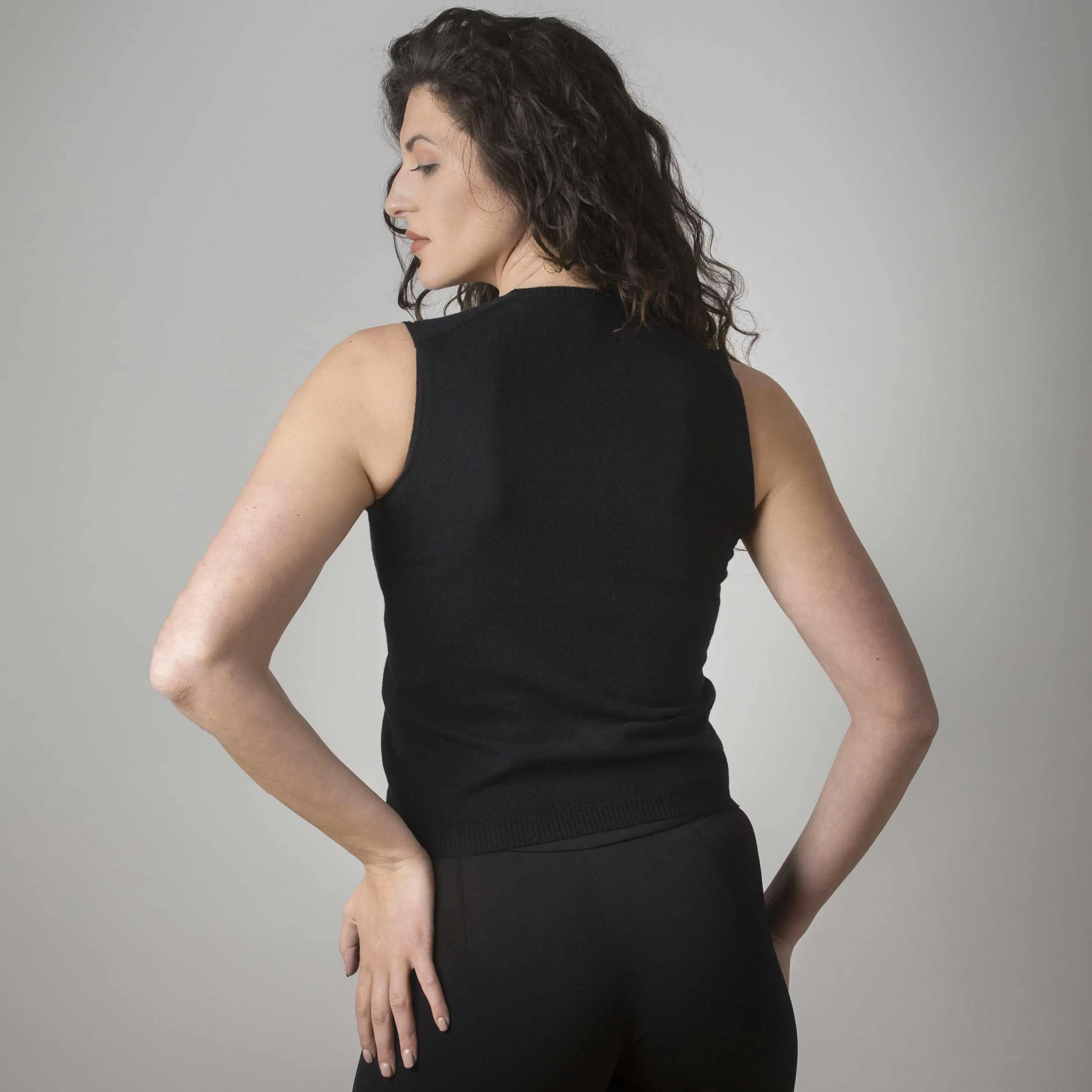 Maglia Tank Top in Puro Cashmere Nera