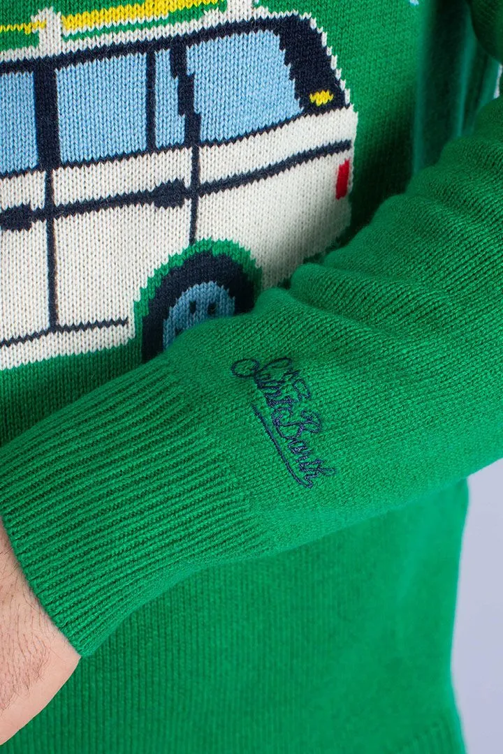 MAGLIA VERDE IN LANA E CASHMERE