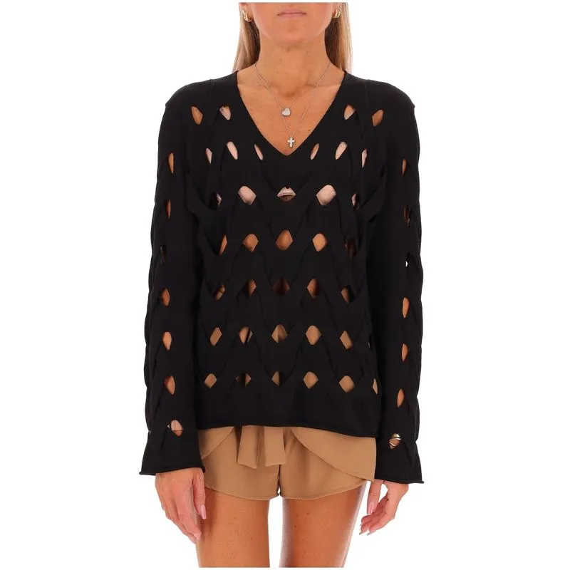 Maglione a trecce forato 