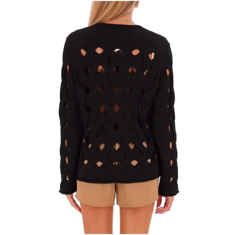 Maglione a trecce forato 