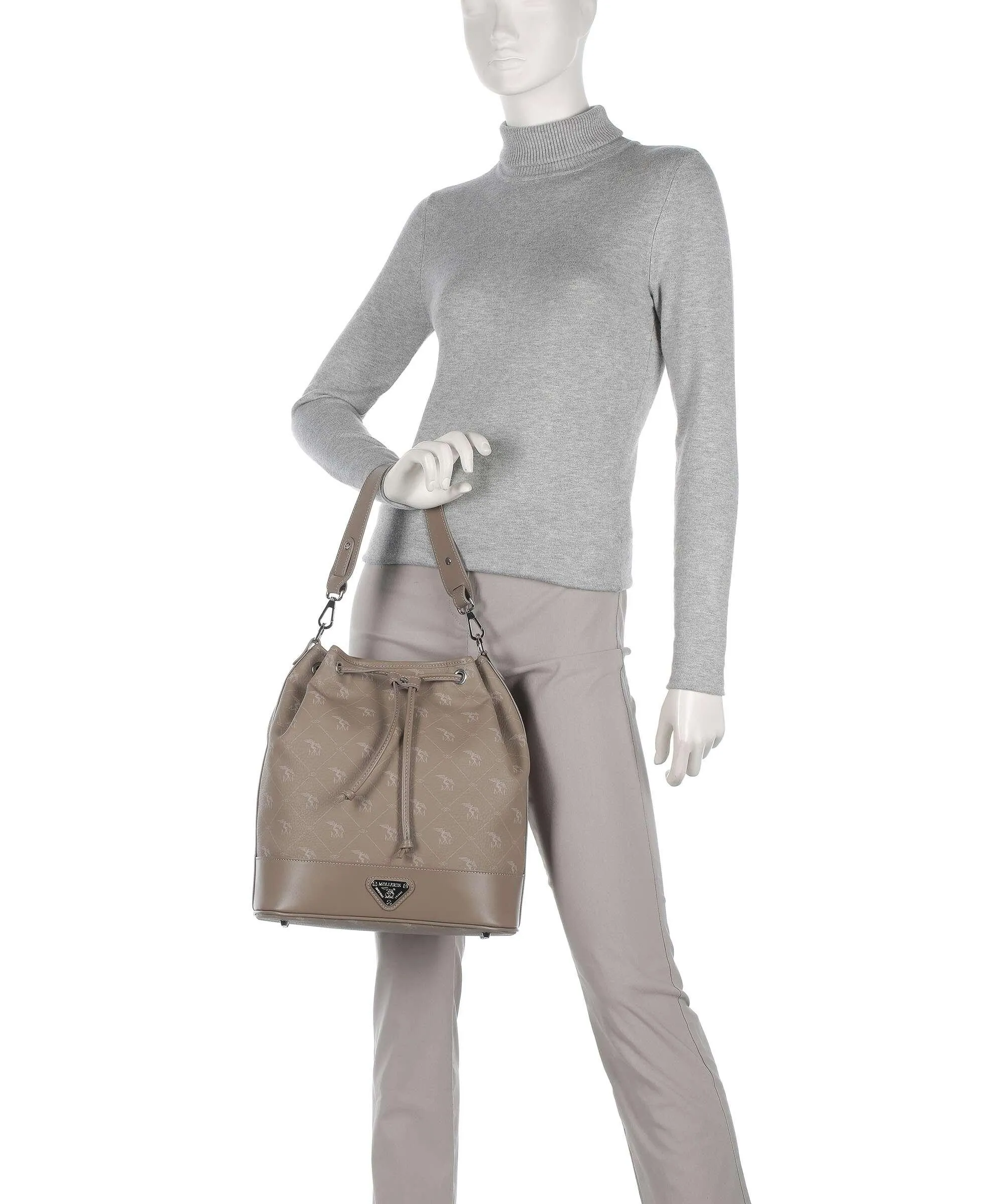  Maison Mollerus Pecarus Niesen Borsa a secchiello tela taupe  