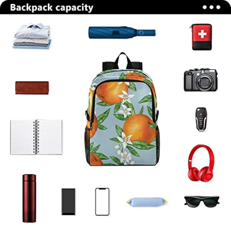 MCHIVER Arancione Frutta Foglie Fiori Leggero Packable Escursionismo Zaino 22L Borsa Da Viaggio Casual Zaino per Arrampicata Cam