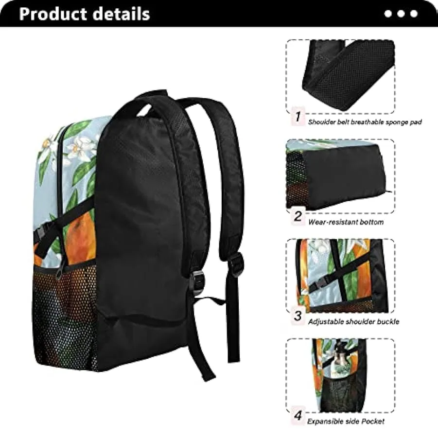 MCHIVER Arancione Frutta Foglie Fiori Leggero Packable Escursionismo Zaino 22L Borsa Da Viaggio Casual Zaino per Arrampicata Cam