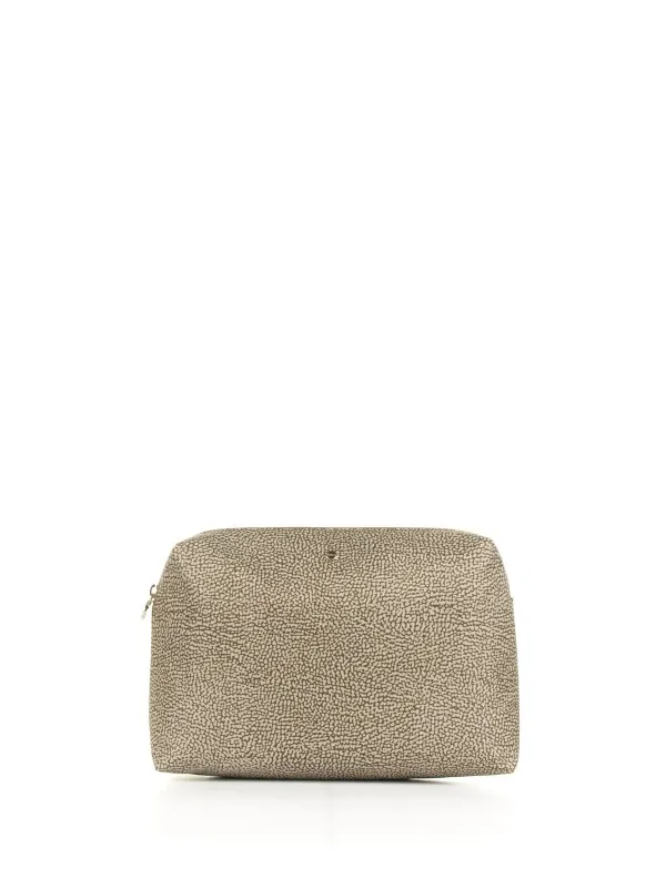 Medium clutch bag in Op fabric and leather