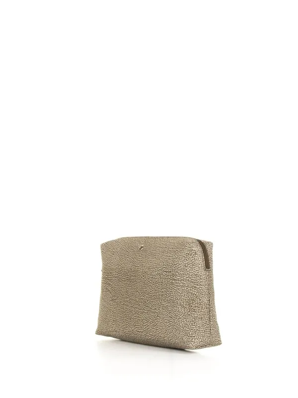Medium clutch bag in Op fabric and leather