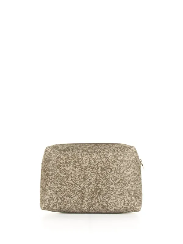 Medium clutch bag in Op fabric and leather