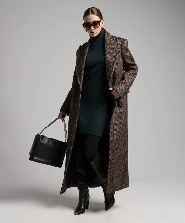 Michael Kors Cappotto in tweed di lana e seta fantasia marrone DOL7010119269