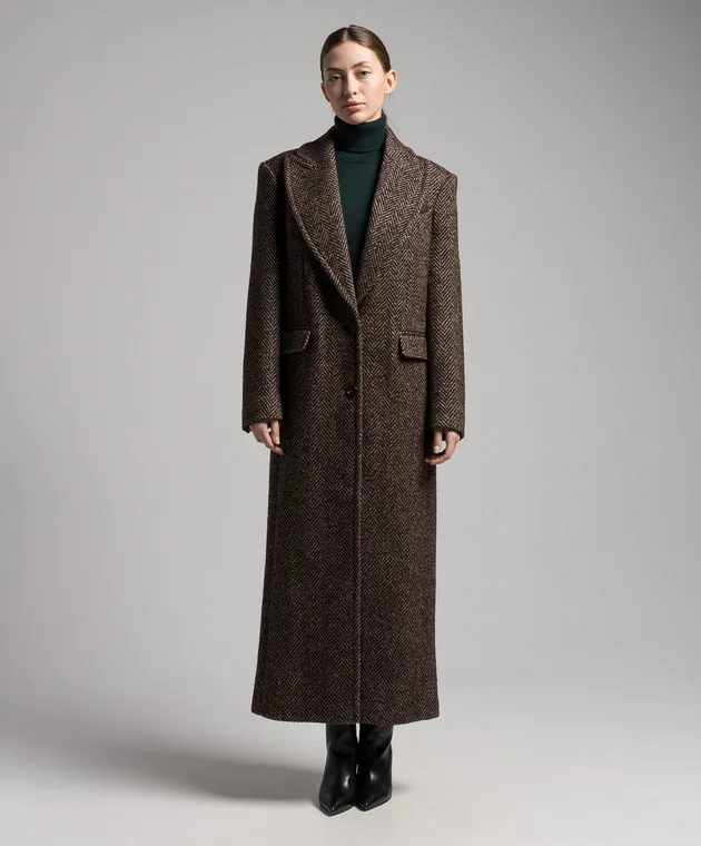 Michael Kors Cappotto in tweed di lana e seta fantasia marrone DOL7010119269