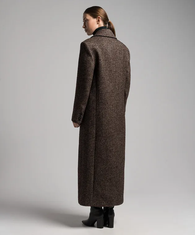 Michael Kors Cappotto in tweed di lana e seta fantasia marrone DOL7010119269