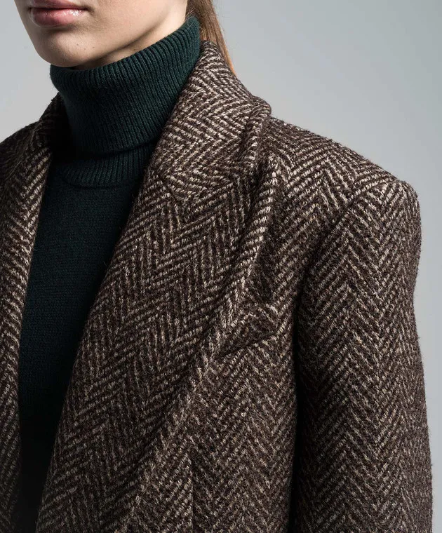 Michael Kors Cappotto in tweed di lana e seta fantasia marrone DOL7010119269