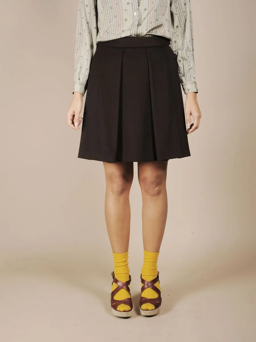 Minigonna in lana cashmere color cioccolato