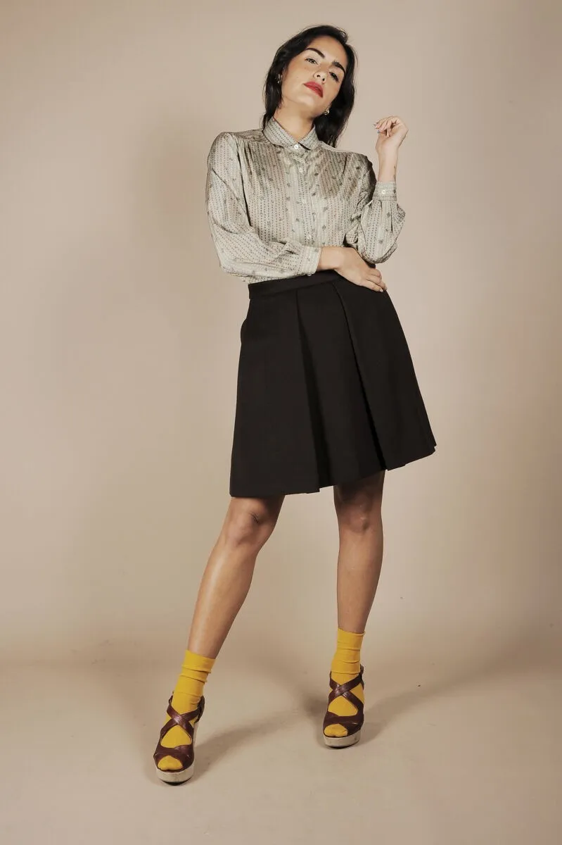 Minigonna in lana cashmere color cioccolato