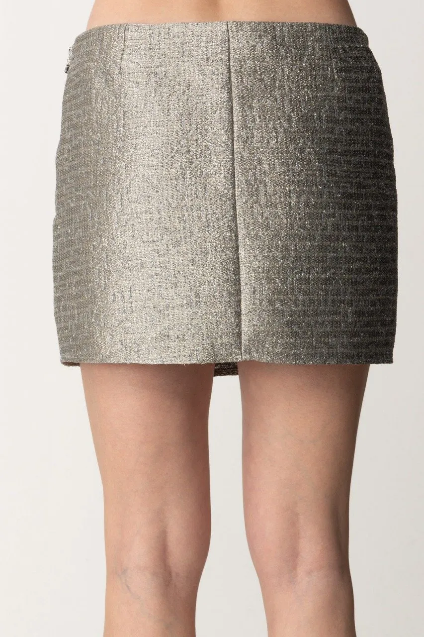 Minigonna in tweed con lettering in strass PIOMBO