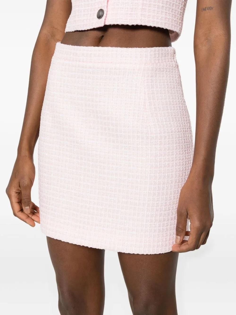 Minigonna in tweed decorata con paillettes in rosa - donna
