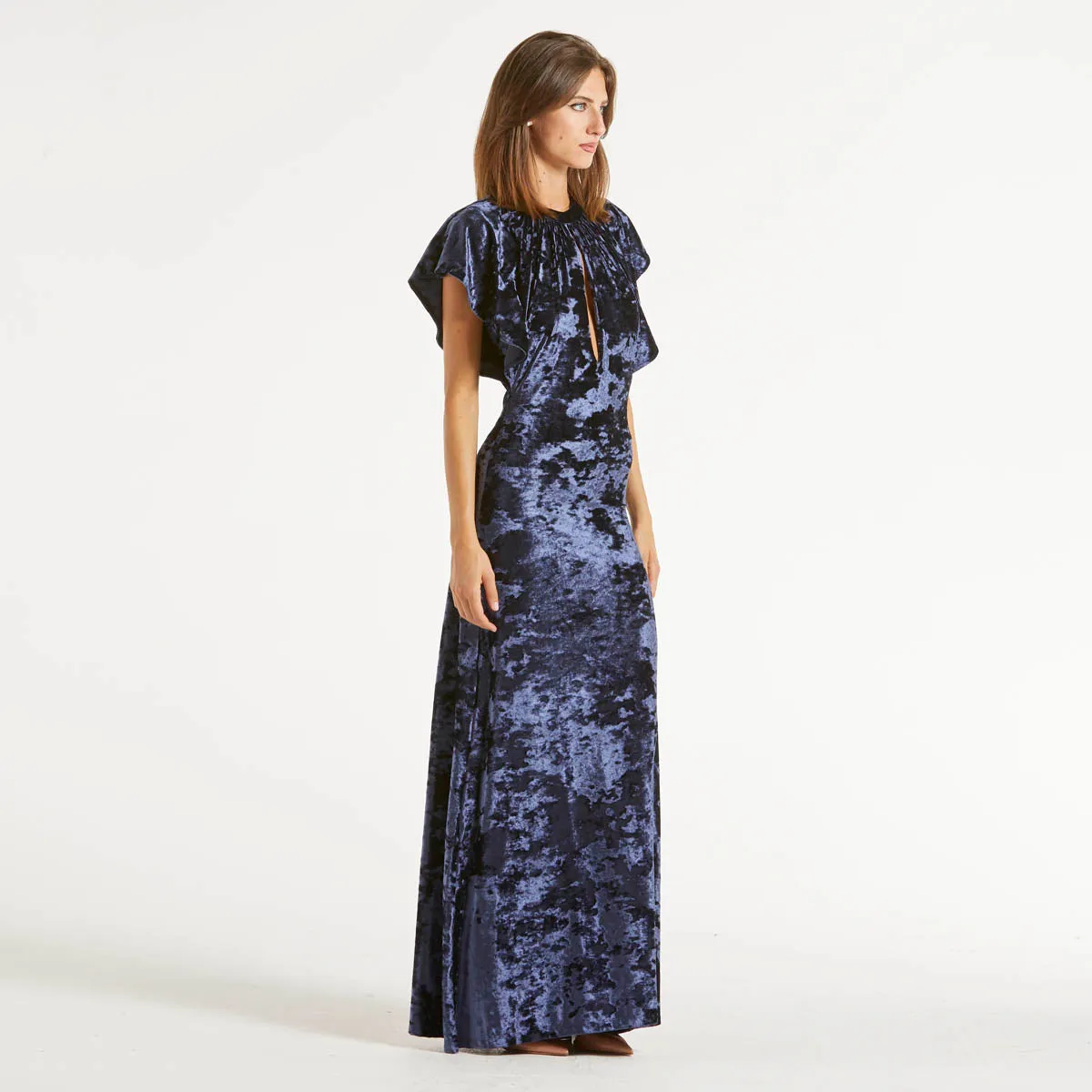 Moschino abito lungo in velluto blu