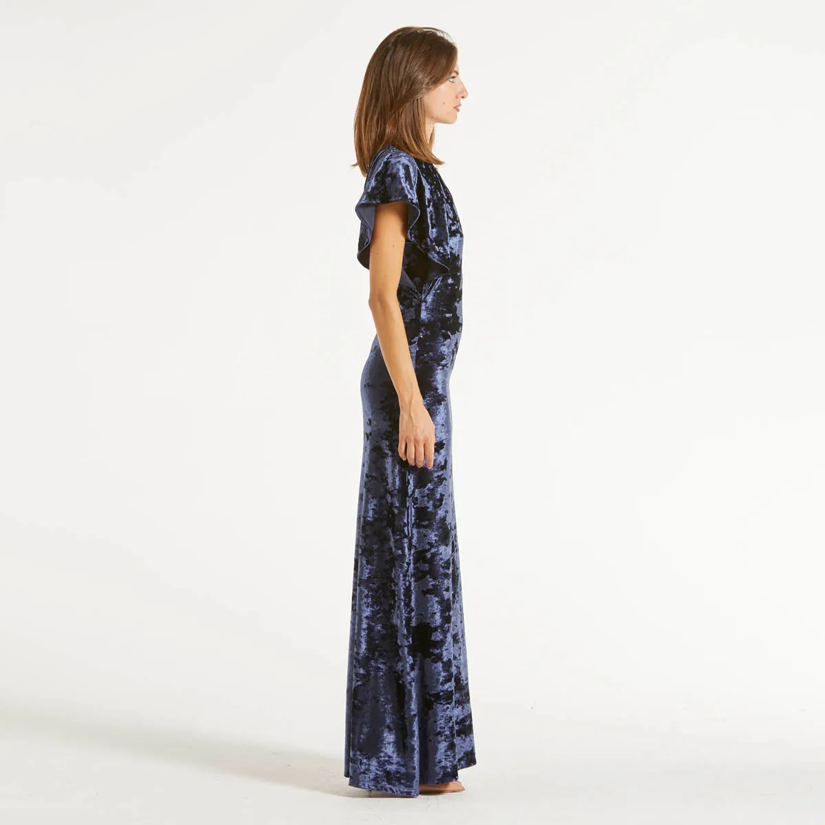 Moschino abito lungo in velluto blu