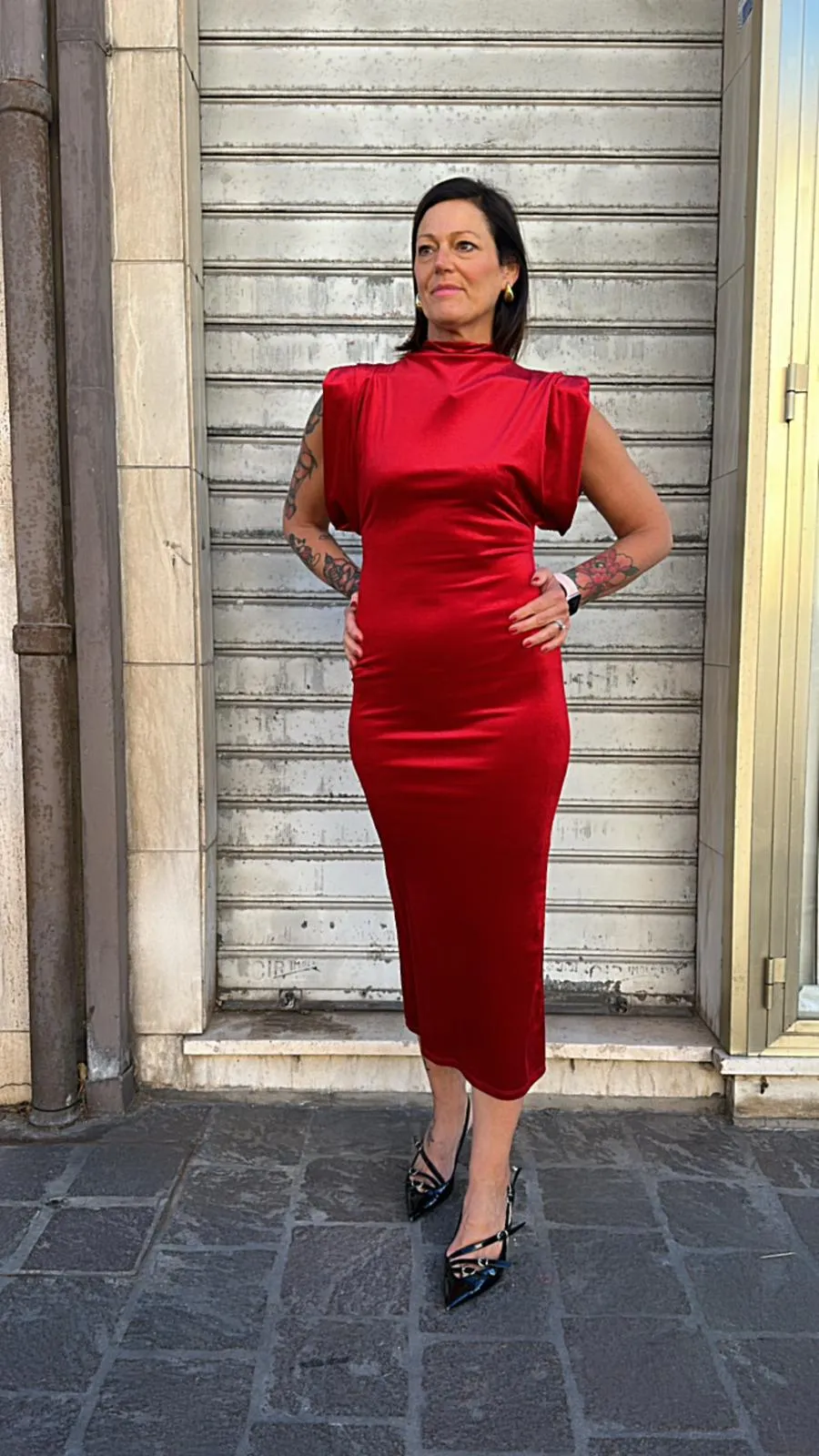 New In - Abito in velluto elasticizzato rosso