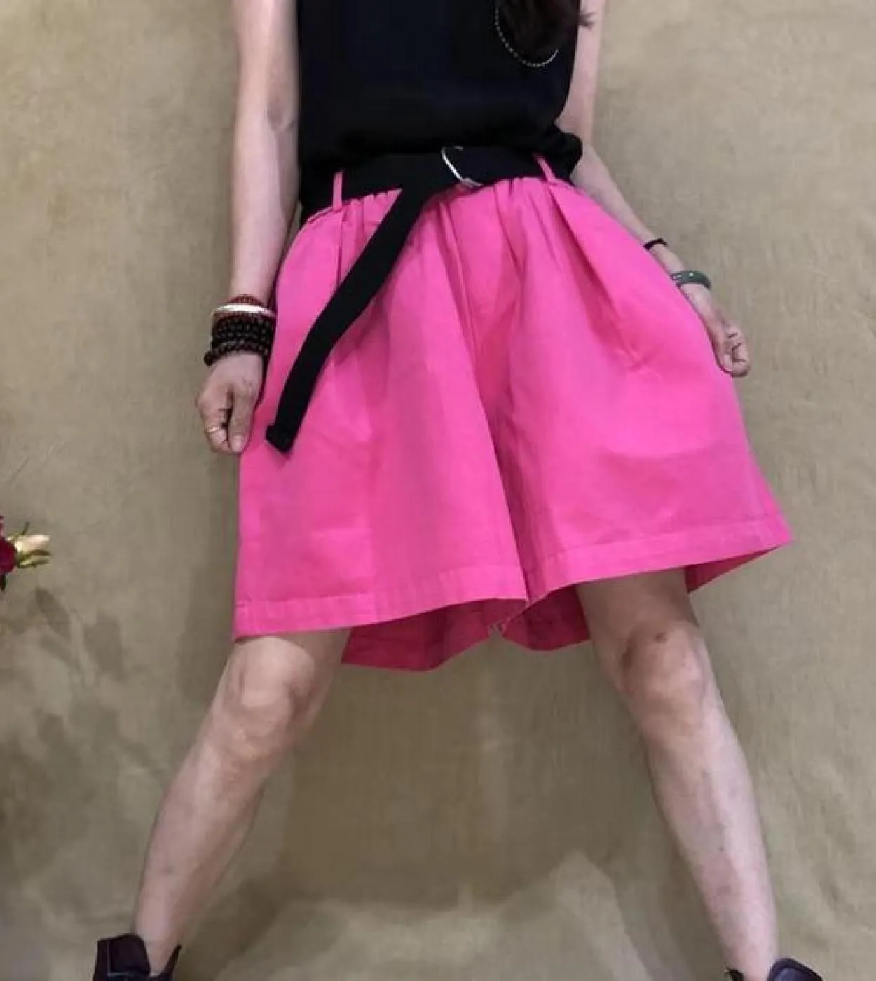 New Summer Style Women Loose Casual Elastico in vita Pantaloni a gamba larga Tutti abbinati Pantaloni al ginocchio in cotone W99