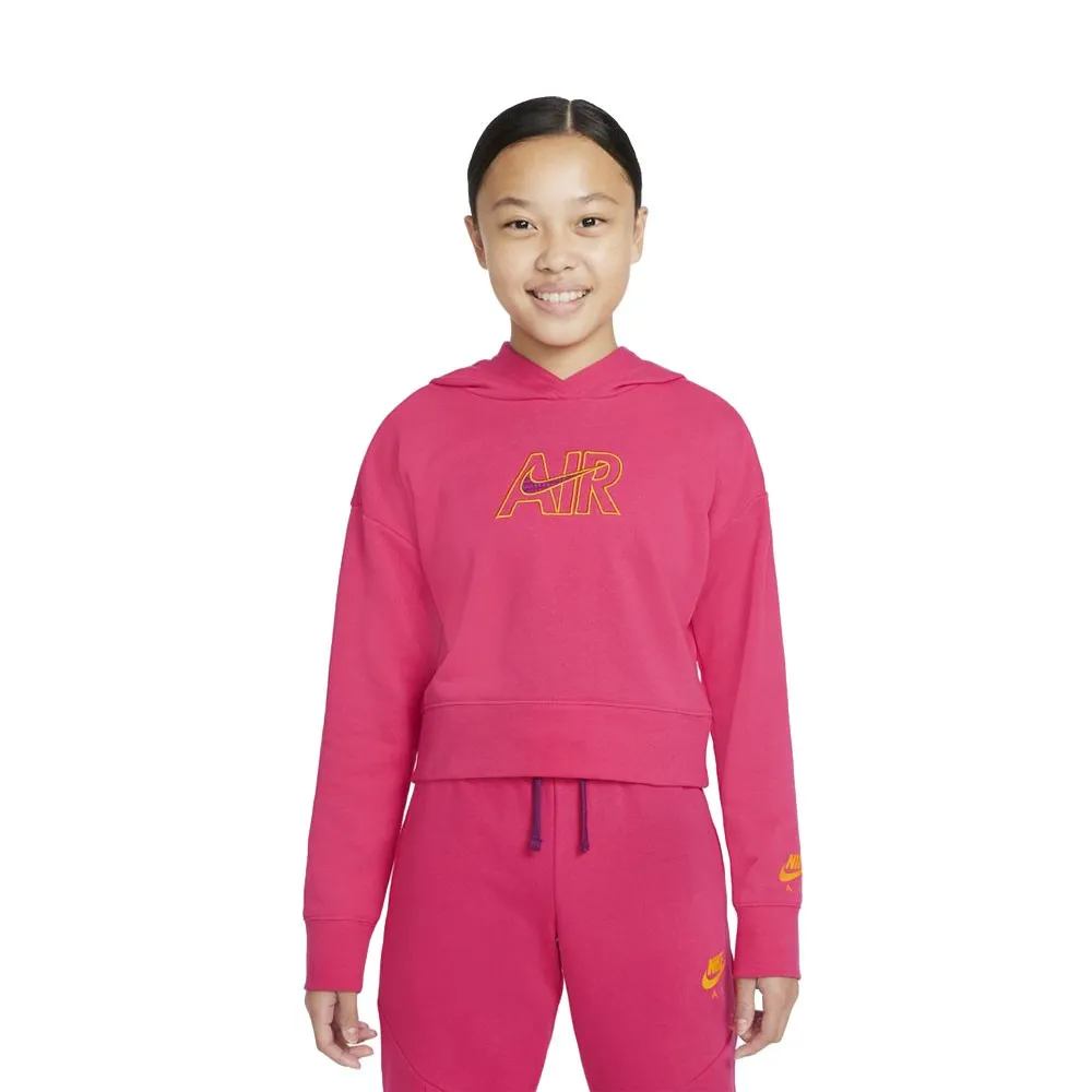 Nike Felpa Crop Top Con Cappuccio Fuxia Ragazza