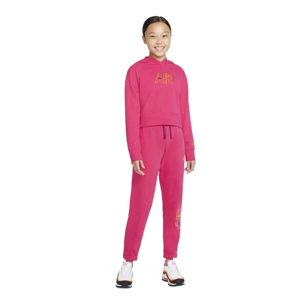 Nike Felpa Crop Top Con Cappuccio Fuxia Ragazza