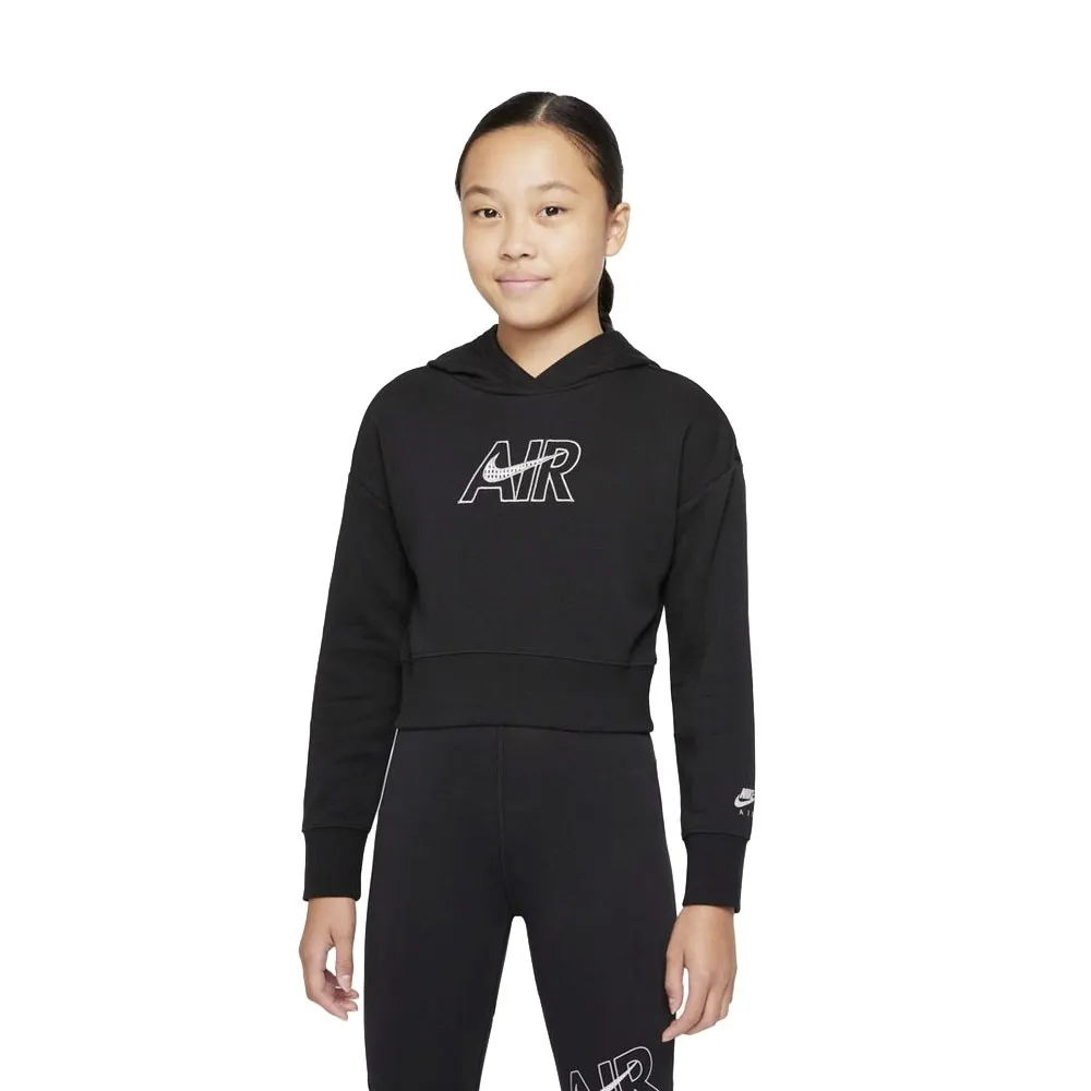 Nike Felpa Crop Top Con Cappuccio Nero Ragazza