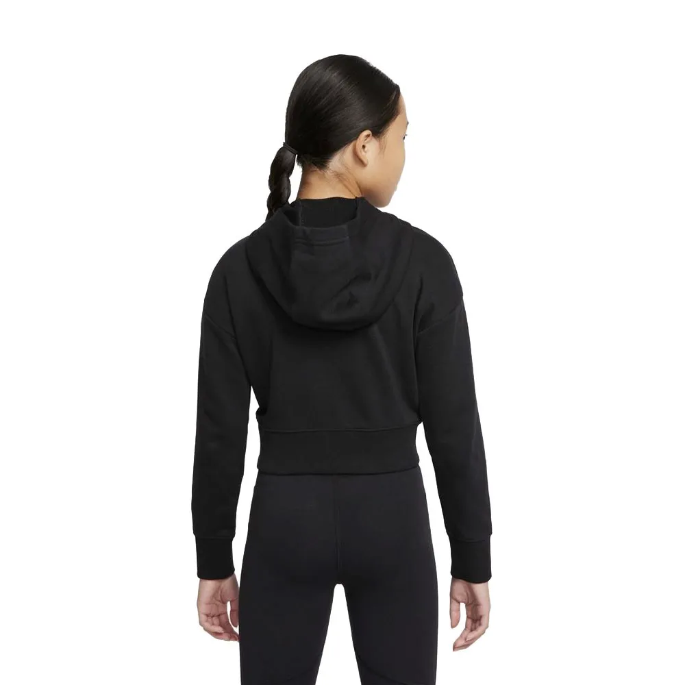 Nike Felpa Crop Top Con Cappuccio Nero Ragazza