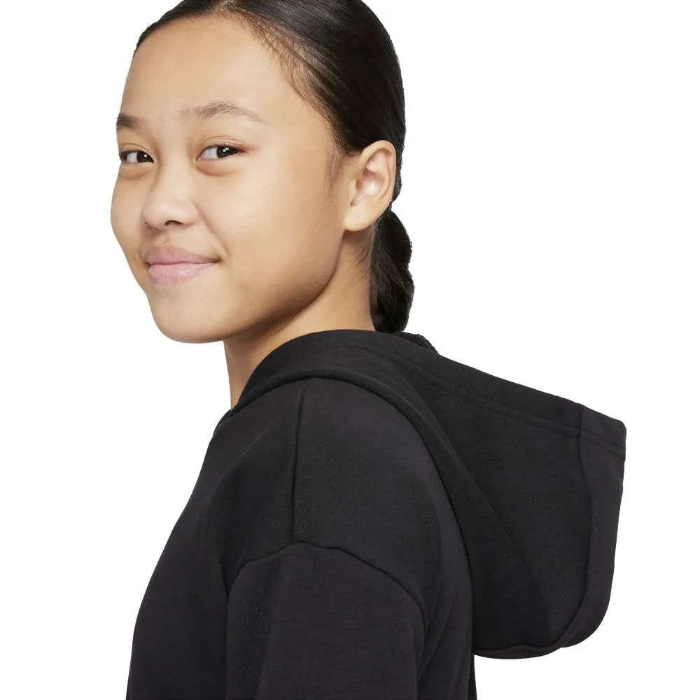 Nike Felpa Crop Top Con Cappuccio Nero Ragazza
