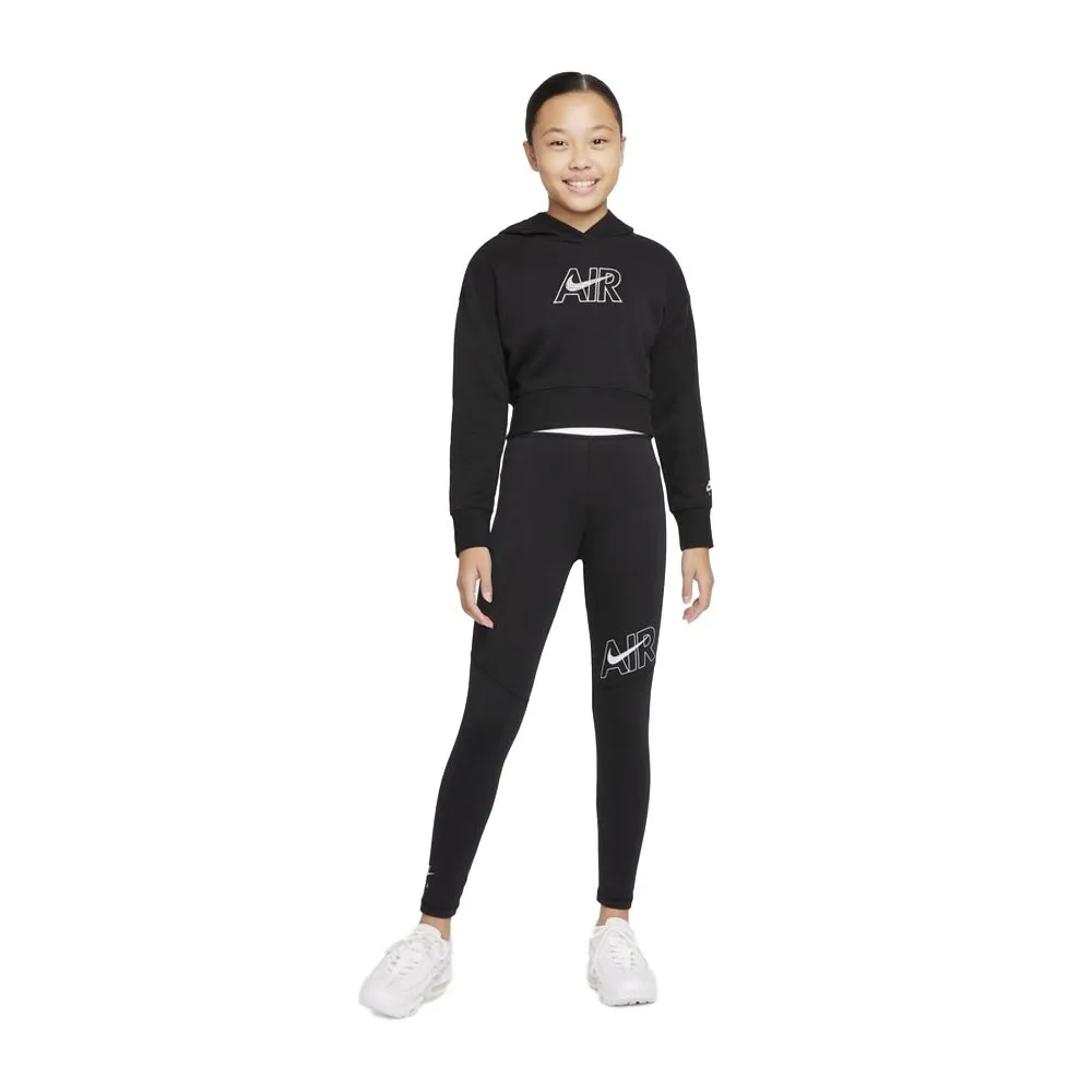 Nike Felpa Crop Top Con Cappuccio Nero Ragazza