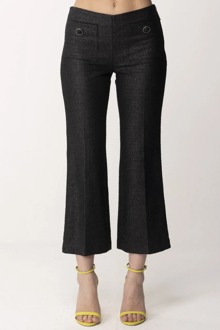 Pantalone crop in tweed laminato Nero