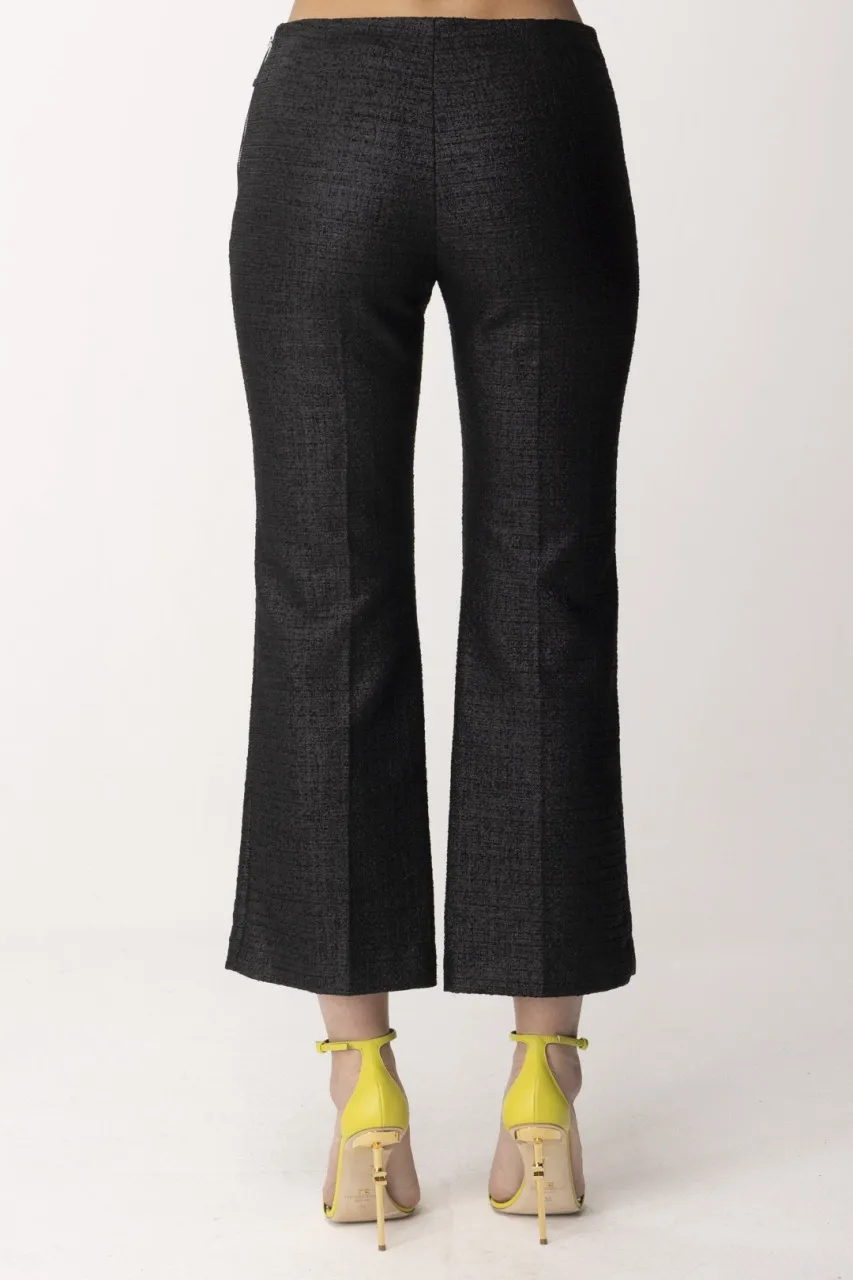 Pantalone crop in tweed laminato Nero