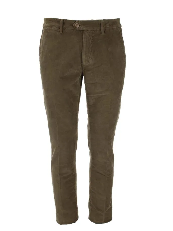 Pantalone in micro velluto diagonale stretch