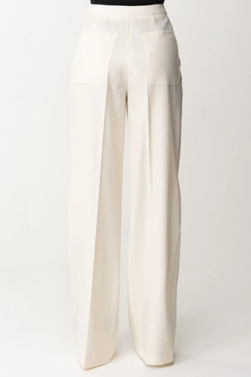 Pantaloni dritti in fresco lana Burro
