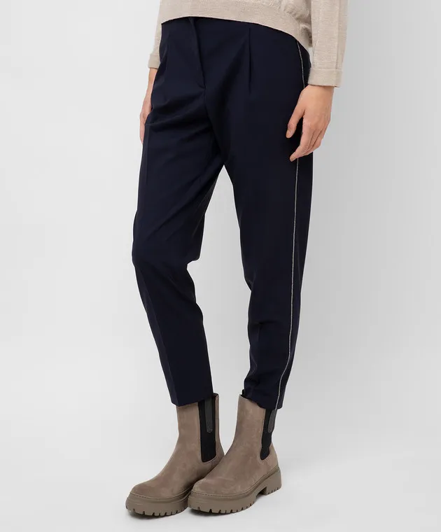 Peserico Pantaloni in lana con catene P0478703015