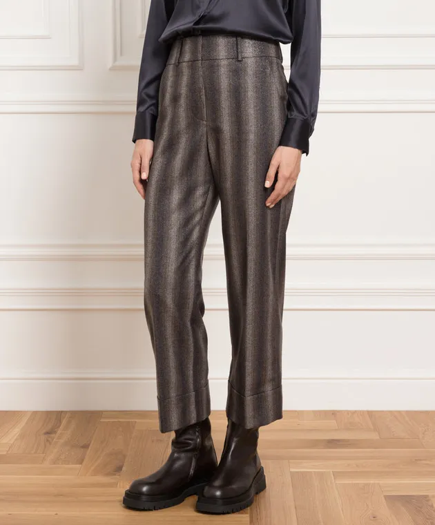 Peserico Pantaloni in lana con lurex P0456908324