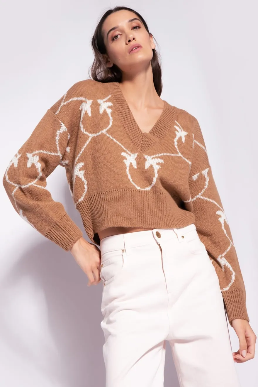 PINKO Pullover corto jacquard monogram