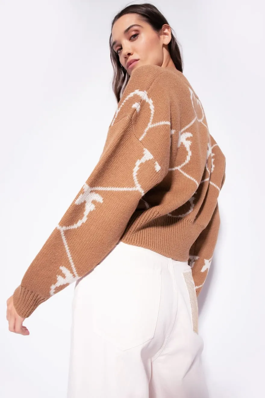 PINKO Pullover corto jacquard monogram