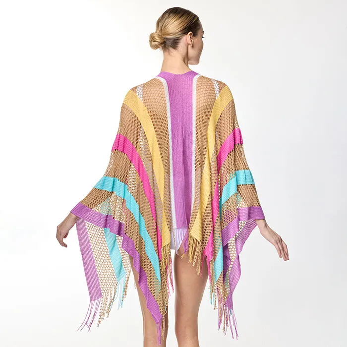 Poncho multicolor fucsia
