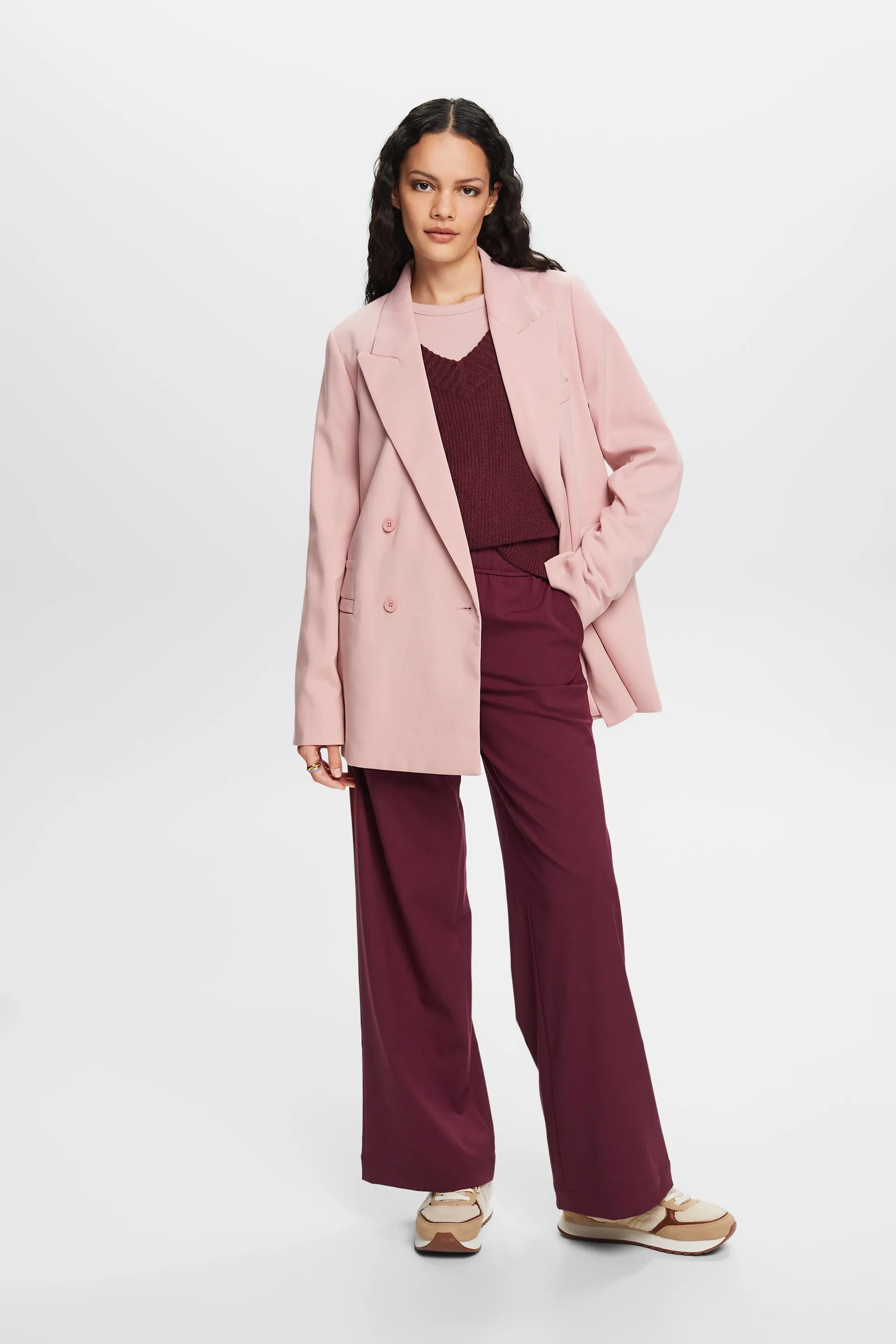 Pullover con scollo a V, misto lana