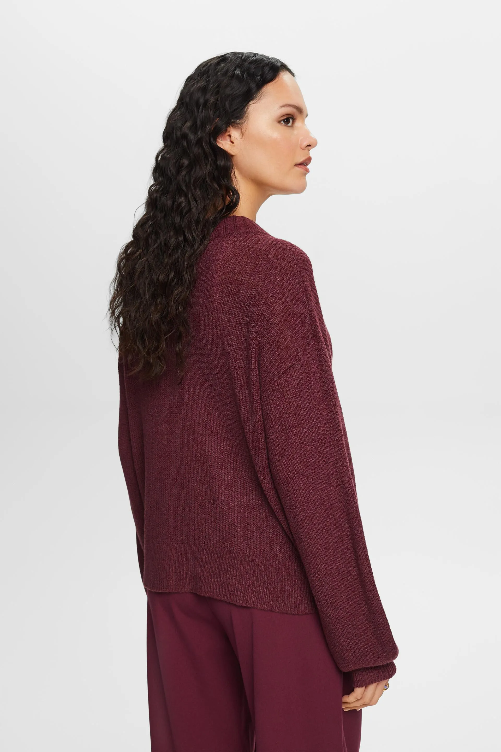 Pullover con scollo a V, misto lana