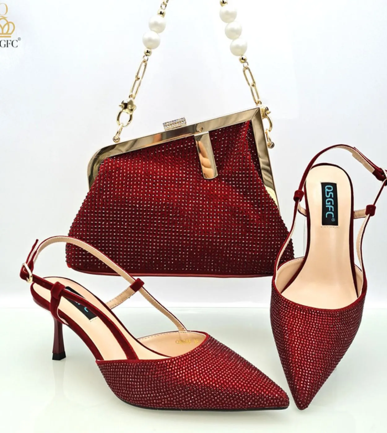 Qsgfc 2023 Design Italiano Vino Grande Capacità Borsa Moda Borsa A Tracolla E Cinturino Tacchi Alti Scarpe Da Pendolare E Borsa