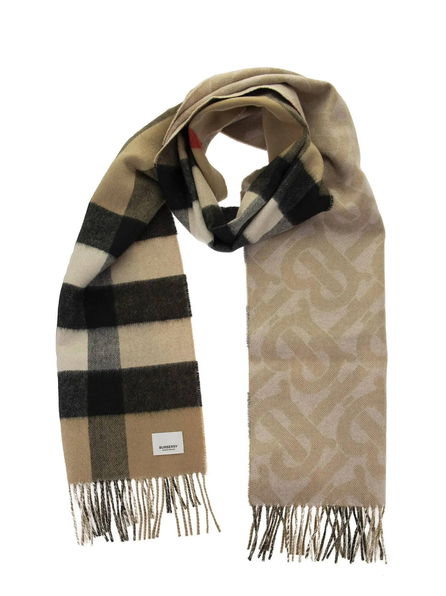 Reversible Check and Monogram Cashmere Scarf