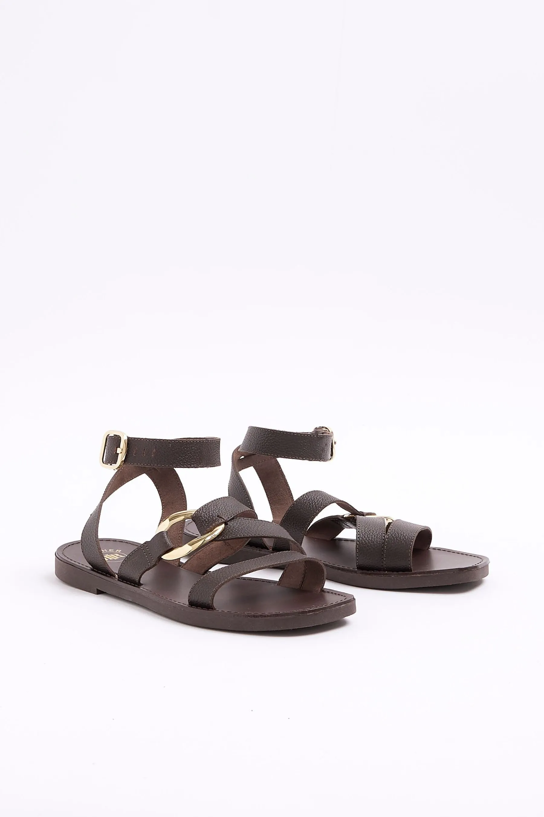 River Island - Sandali stile gladiatore con anello