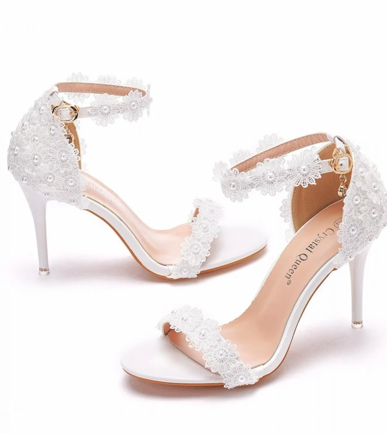 Sandali con fiori in pizzo da 9 cm per le donne Sandali gladiatore con punta aperta estiva Moda donna Talloni sottili con zeppa