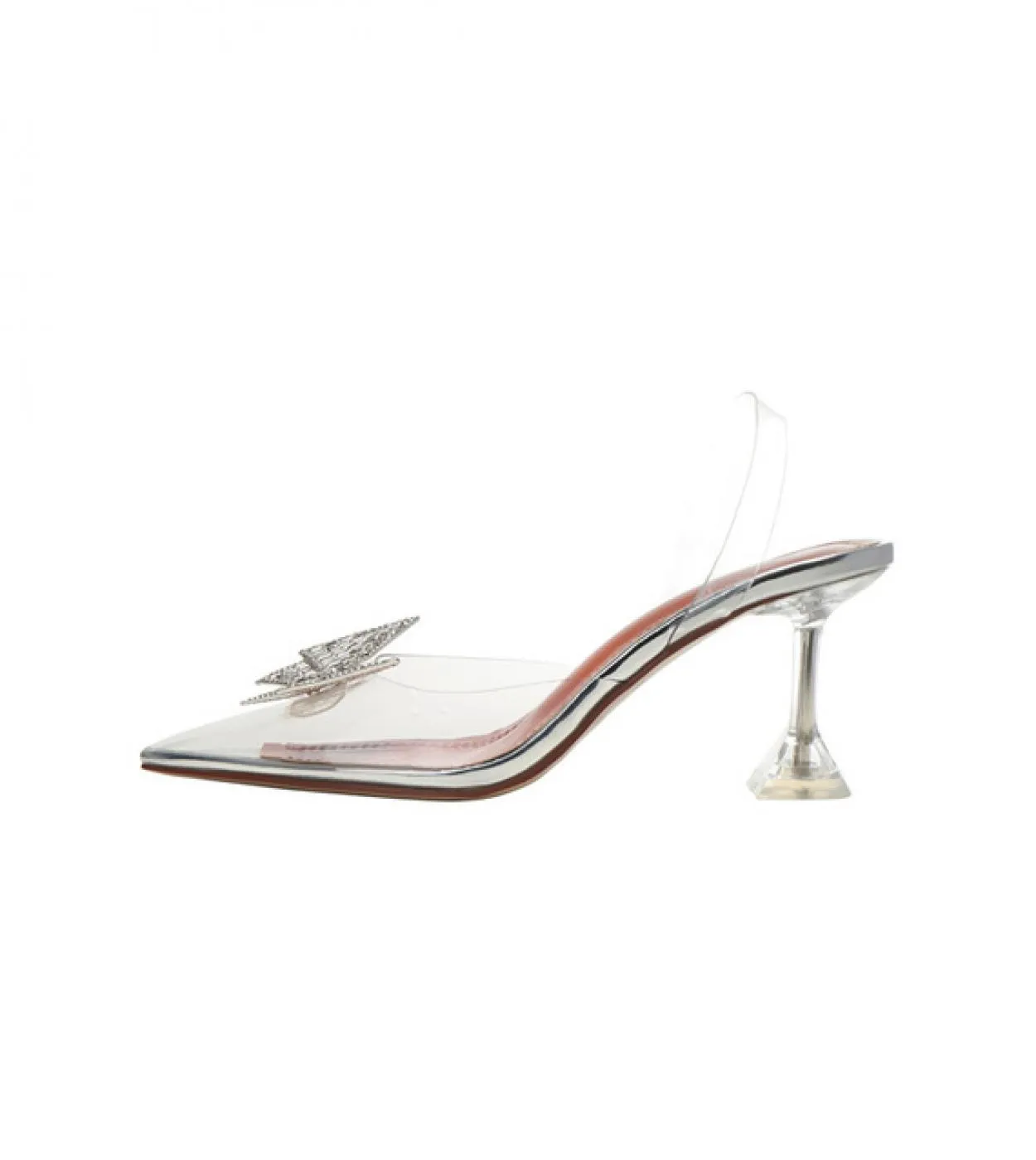 Sandali da donna impreziositi da farfalle con strass Moda Sandali da gladiatore con tacco alto in morbido PVC trasparente Summer