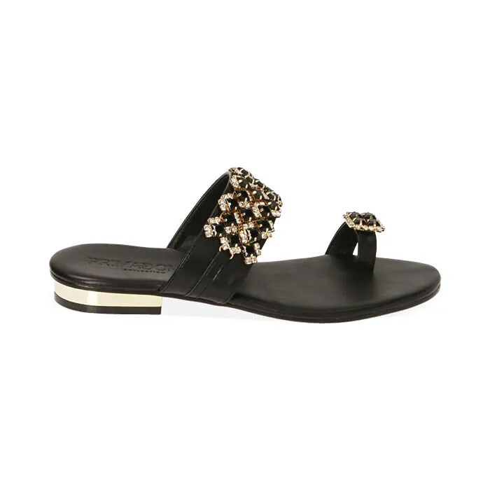 Sandali flat gioiello neri