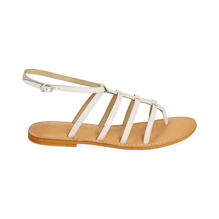 Sandali flat in pelle bianca