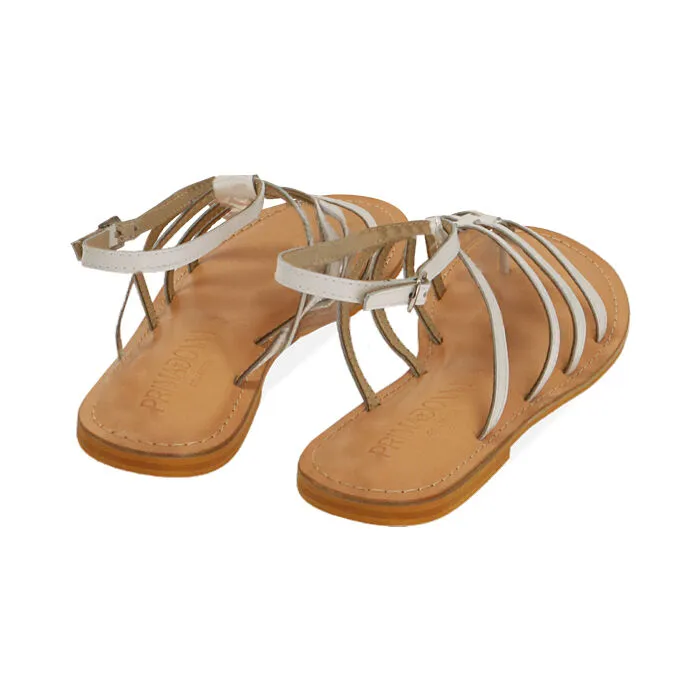 Sandali flat in pelle bianca