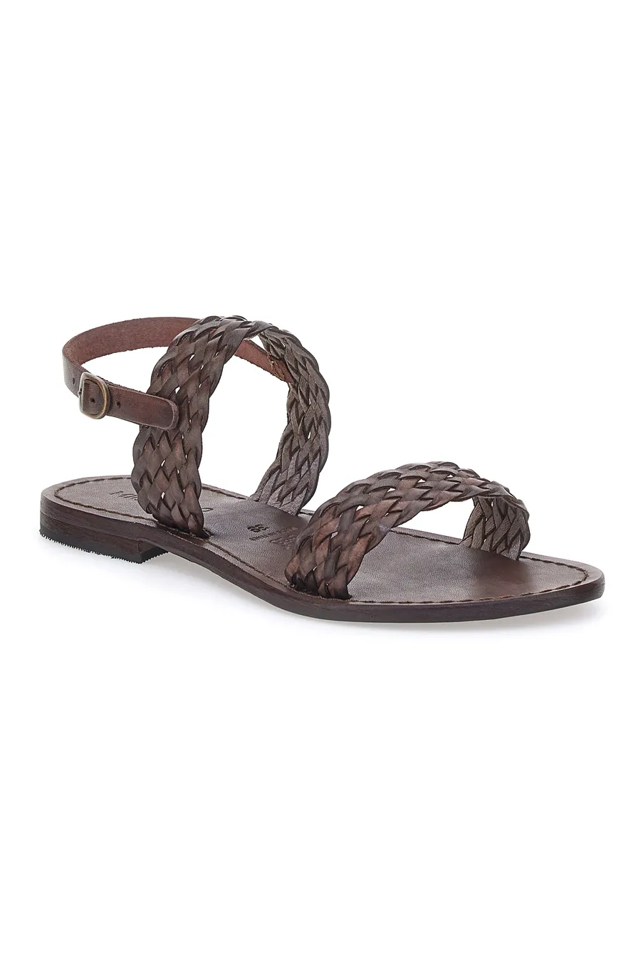 Sandali Flat in Vera Pelle marrone Cafè Cost 1040