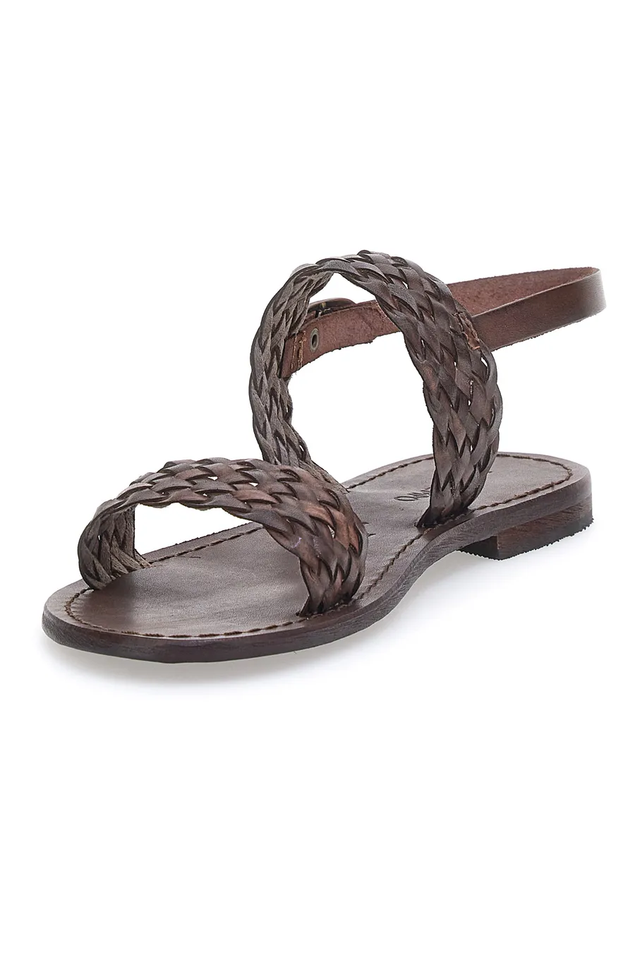Sandali Flat in Vera Pelle marrone Cafè Cost 1040