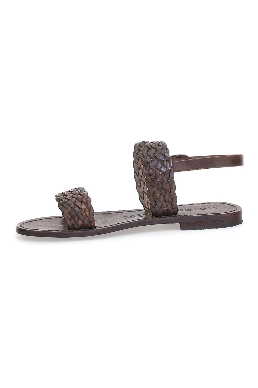 Sandali Flat in Vera Pelle marrone Cafè Cost 1040